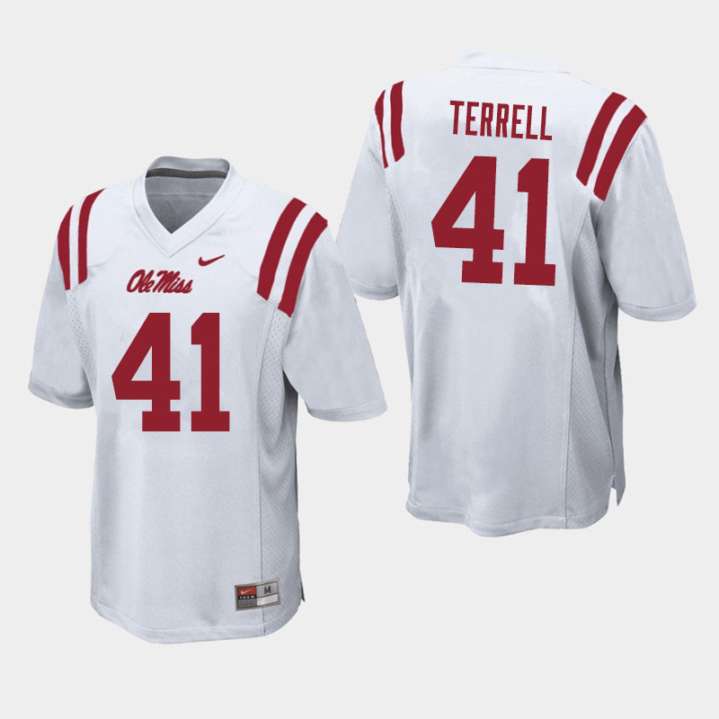 Men #41 CJ Terrell Ole Miss Rebels College Football Jerseys Sale-White - Click Image to Close